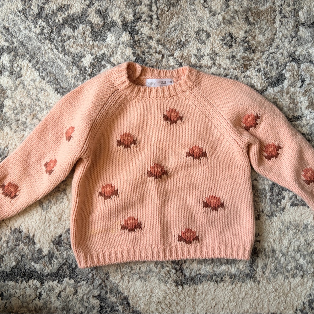 Zara Baby/Toddler Pink Floral Knit Sweater